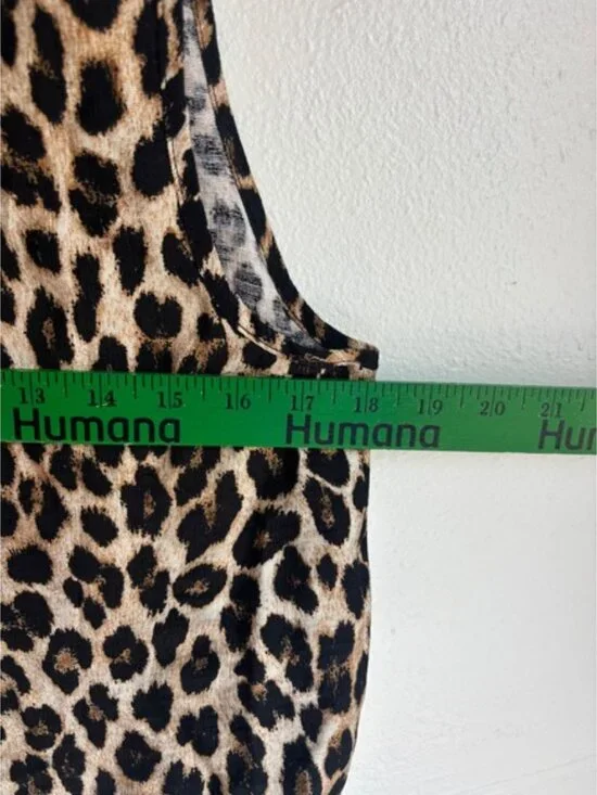 Womens Leopard Print Tie Front Vest Top Brown Black Animal Print Cropped Medium - Picture 4 of 4